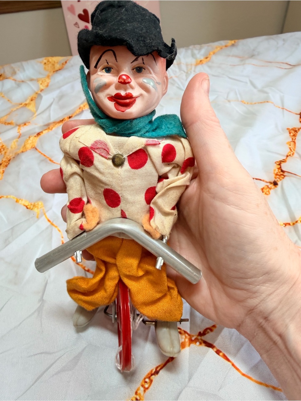 Vintage plastic clown with unicycle